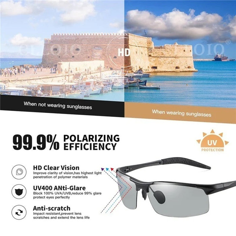 2022 Men's Photochromic Sunglasses with Antiglare Polarized Lens