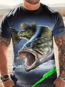 3D Digital Printed Men's Fishing Short Sleeve Shirts