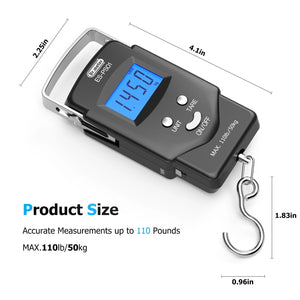 110lb/50kg Electronic Balance Digital Fishing Postal Hanging Hook Scale