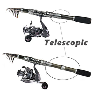 Portable Telescopic Carbon Fiber Spinning Rod Reel Combo