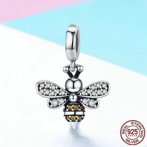 925 Silver Crystal Bee Charm